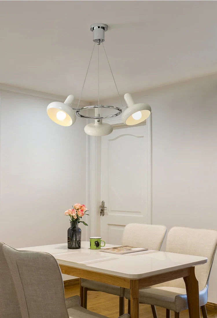 Bauhaus Design Bedroom Chandelier Light LED E27 White Metal Hanging Pendant Lamps