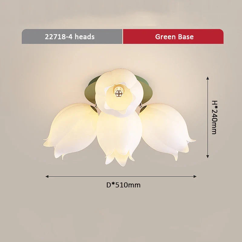 French Cream Wind Chime Orchid Retro Rural Ceiling Light