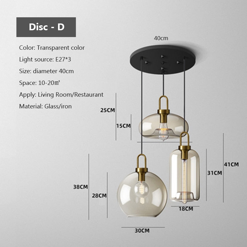 Judge - Nordic Glass Pendant Light Modern loft hanging lustre