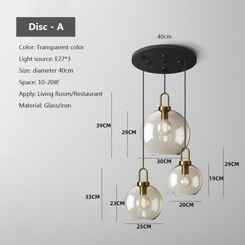 Judge - Nordic Glass Pendant Light Modern loft hanging lustre