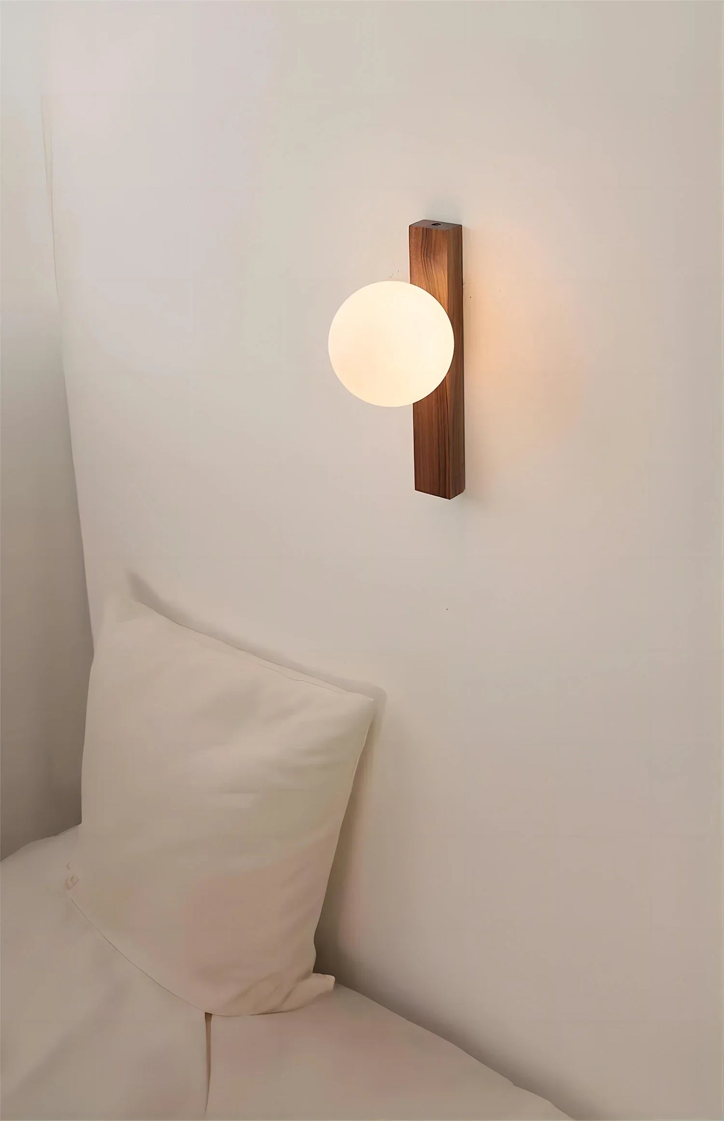 Vakkaku Walnut Wood Milk white Glass Sphere Wabi-sabi Modern style Wall Sconces