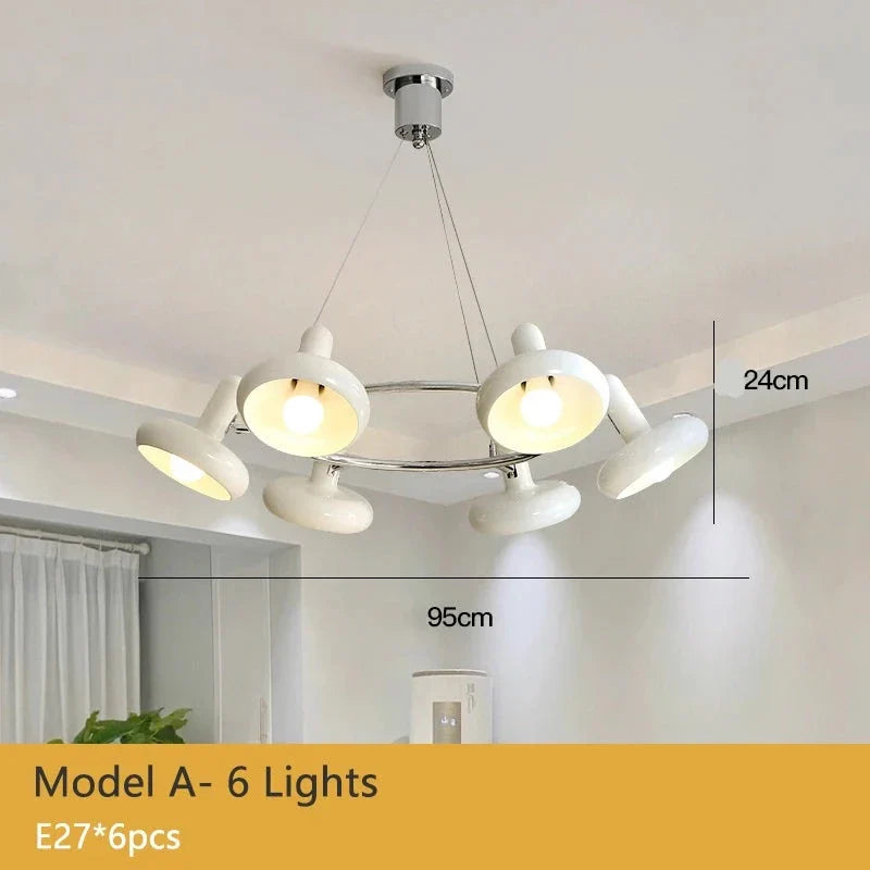 Bauhaus Design Bedroom Chandelier Light LED E27 White Metal Hanging Pendant Lamps