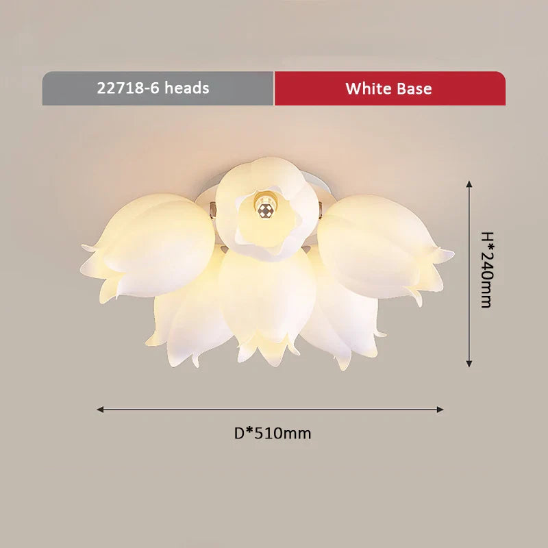 French Cream Wind Chime Orchid Retro Rural Ceiling Light