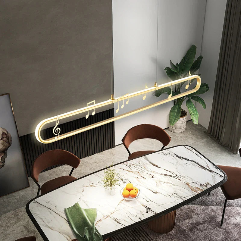 Linear Modern Creative Indoor Iron LED Music Note Pendant Lamp