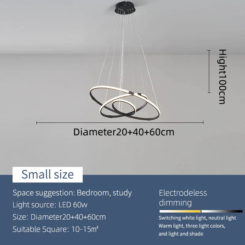 NEO Zessoz Modern Led Chandelier Light Balck/Grey/Golden Color Lamp