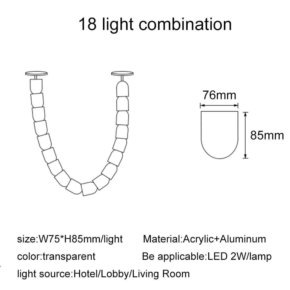 KONGA Necklace Luxury LED Pendant Lights Post-Modern Chandeliers Staircase Hotel Villa