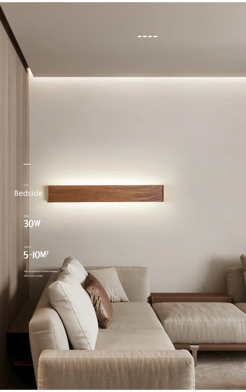BTM Lenus - Modern Walnut Wood Wall Lamp