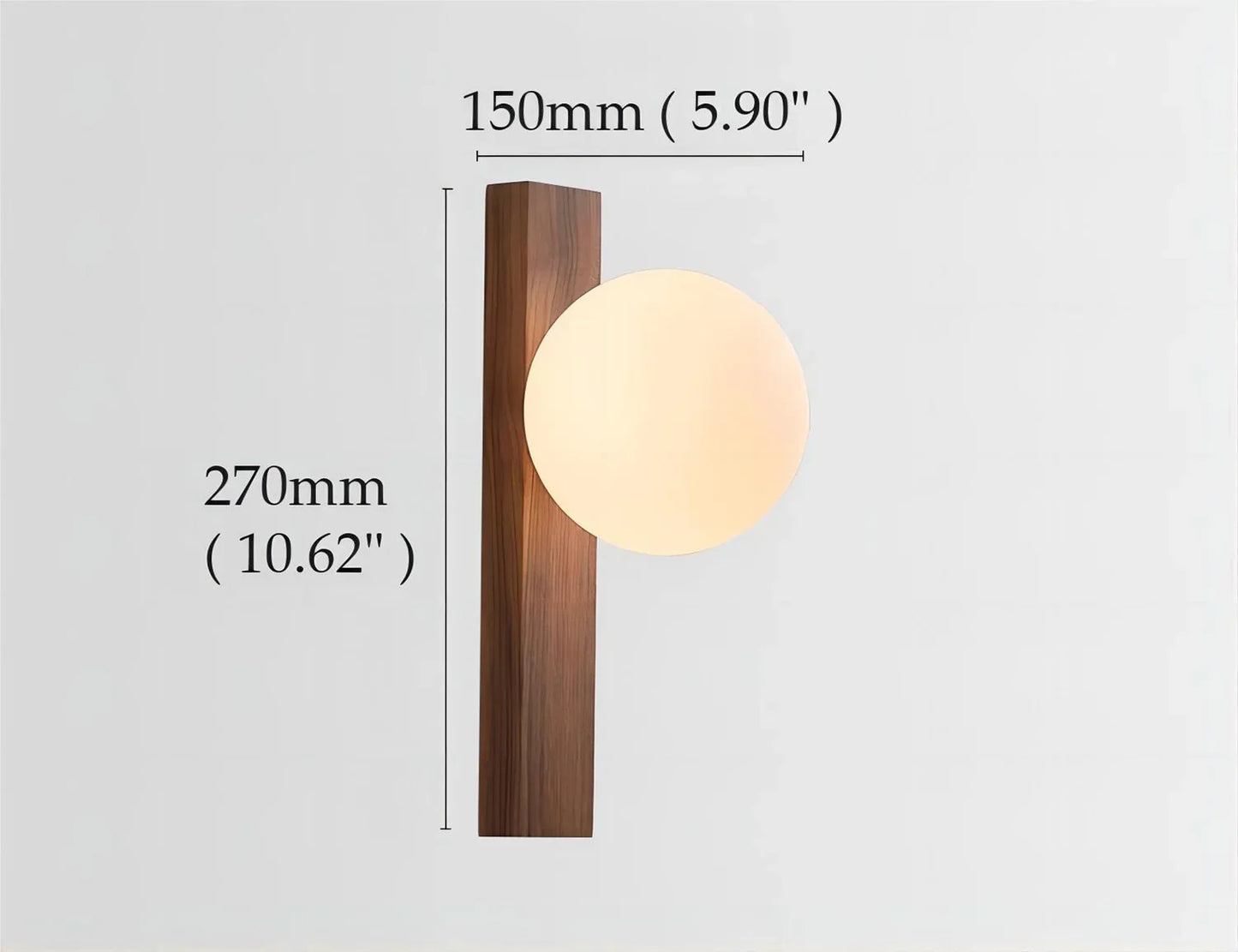 Vakkaku Walnut Wood Milk white Glass Sphere Wabi-sabi Modern style Wall Sconces