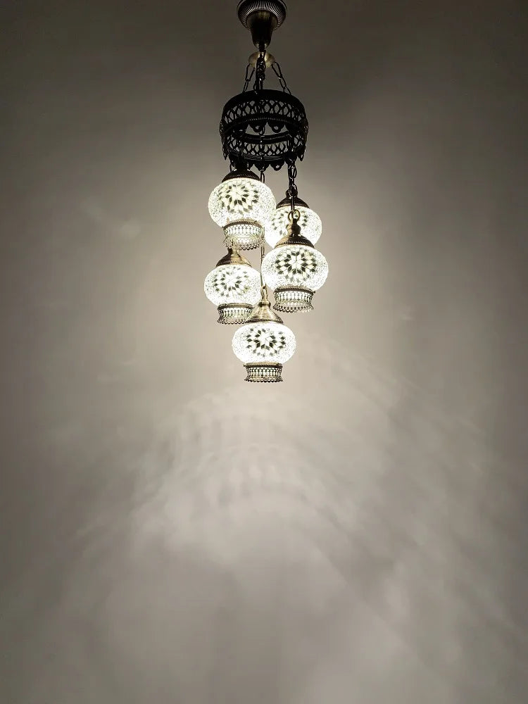 Turkish Colorful Marble Handmade Romantic Chandelier Vintage Glass