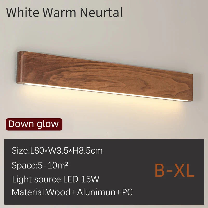 BTM Lenus - Modern Walnut Wood Wall Lamp