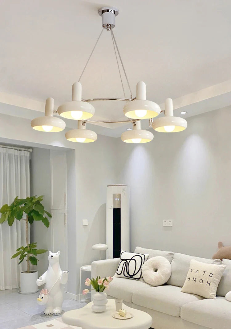Bauhaus Design Bedroom Chandelier Light LED E27 White Metal Hanging Pendant Lamps