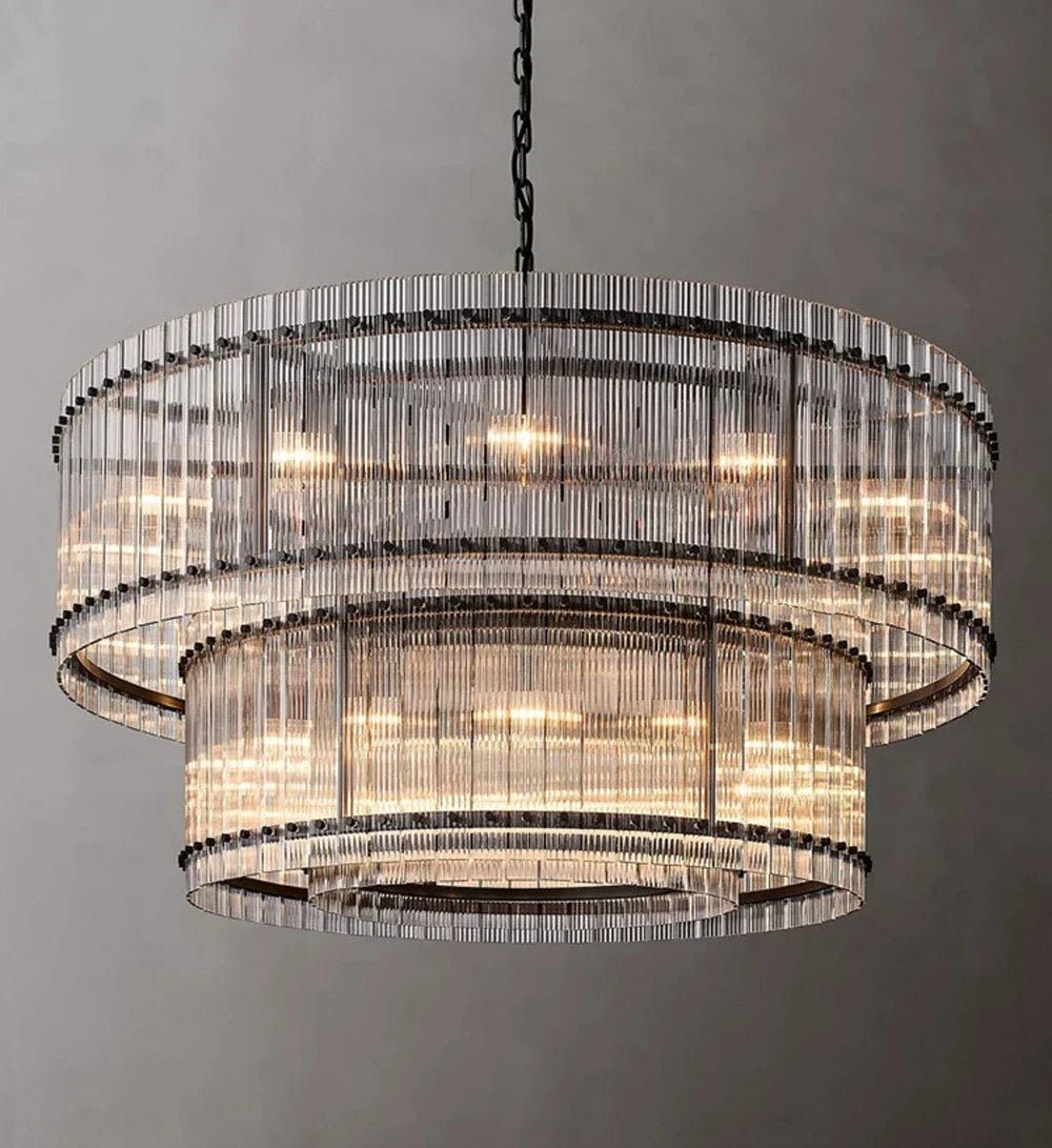Akolia Rectangular Vintage American LED Dimmable Chandelier Lighting Lustre Suspension