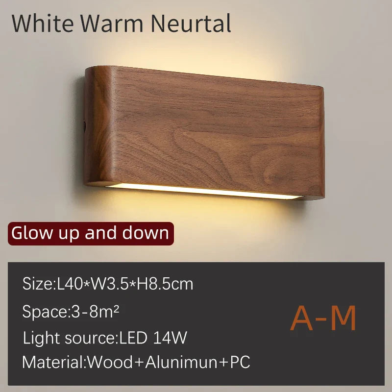 BTM Lenus - Modern Walnut Wood Wall Lamp