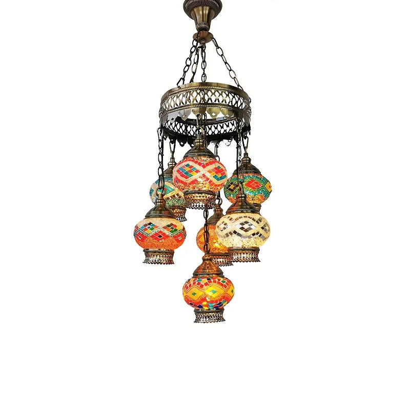 Turkish Colorful Marble Handmade Romantic Chandelier Vintage Glass
