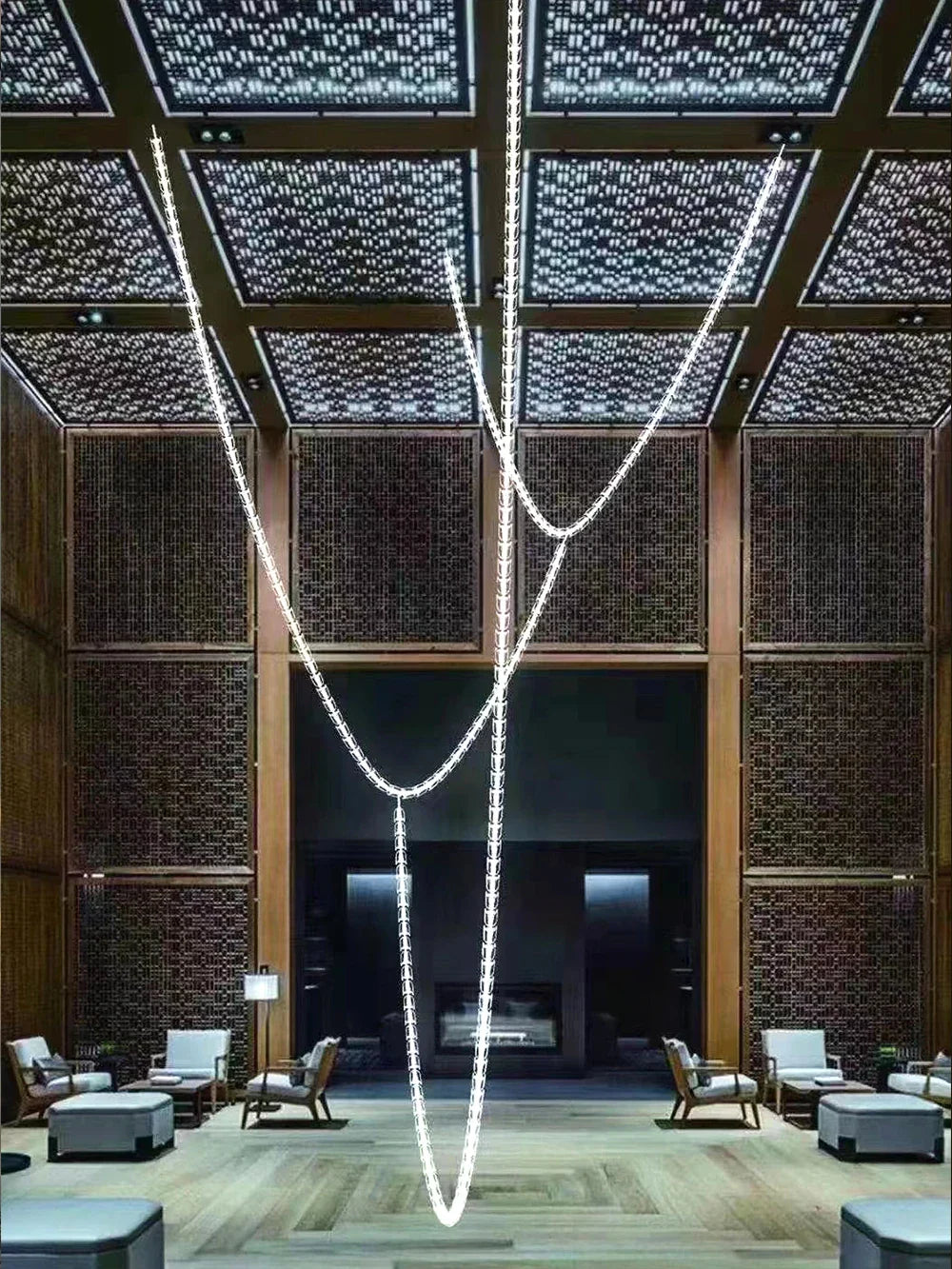KONGA Necklace Luxury LED Pendant Lights Post-Modern Chandeliers Staircase Hotel Villa