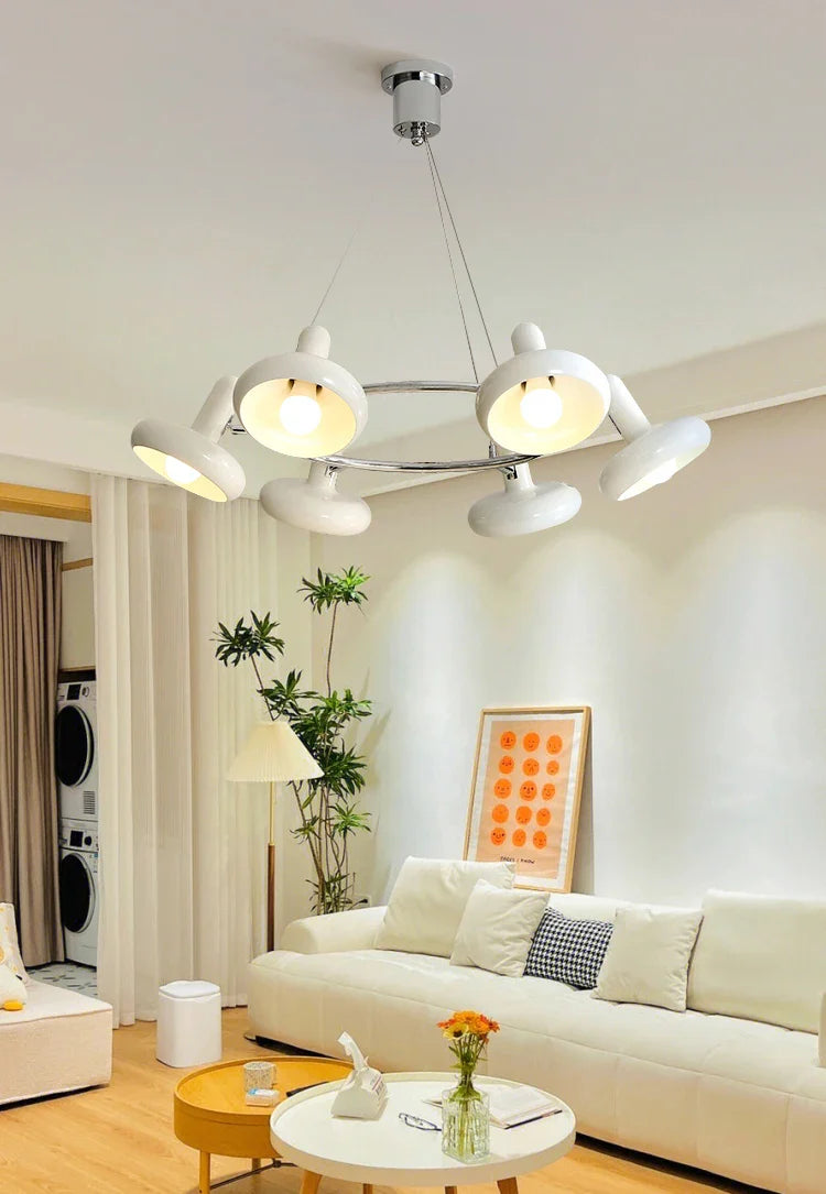 Bauhaus Design Bedroom Chandelier Light LED E27 White Metal Hanging Pendant Lamps