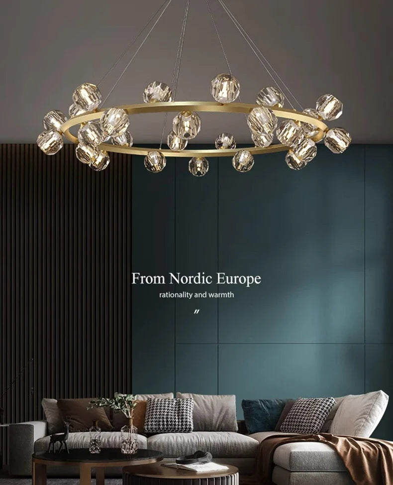 Joranai Ring luxury K9 crystal home Decoration Pendant lights