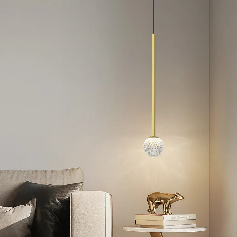 Nordic Ins Hanging Light Indoor LED Copper + Crystal Bedside Light