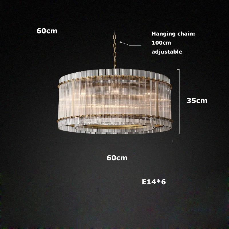 Akolia Rectangular Vintage American LED Dimmable Chandelier Lighting Lustre Suspension