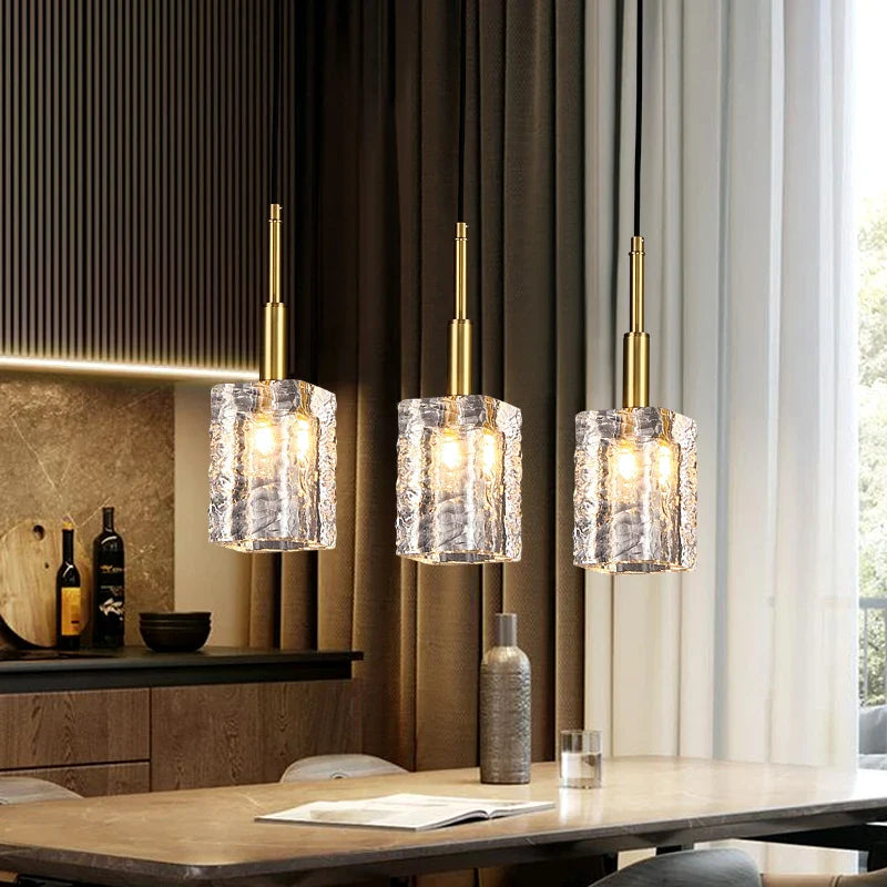 Modern Copper + Crystal Hanging Lamp Gold Creative Mini Pendant Lamp