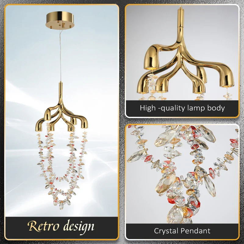 French Crystal Pendant Lamp Copper Lamp Dining Room