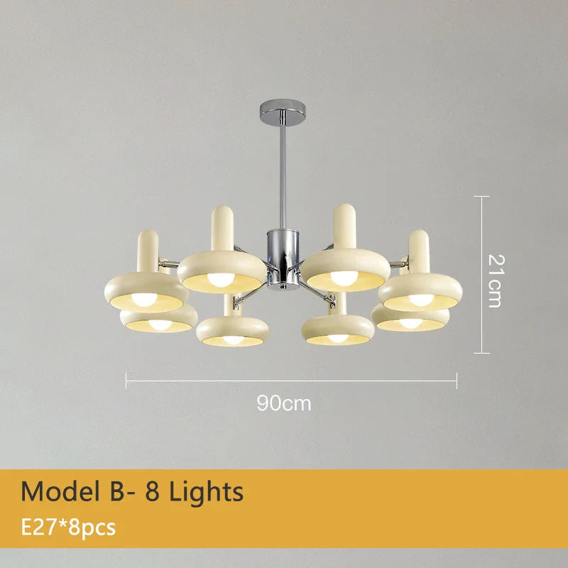 Bauhaus Design Bedroom Chandelier Light LED E27 White Metal Hanging Pendant Lamps