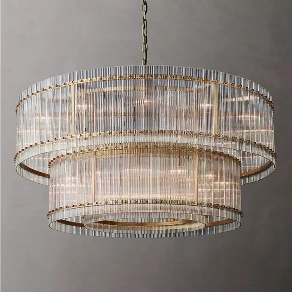 Akolia Rectangular Vintage American LED Dimmable Chandelier Lighting Lustre Suspension