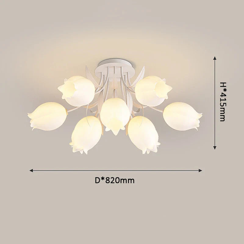 French Cream Style Vintage Countryside Wind Chime Orchid Blossom Ceiling Light