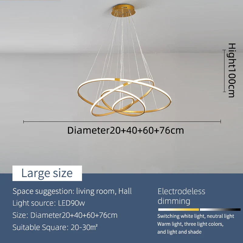 NEO Zessoz Modern Led Chandelier Light Balck/Grey/Golden Color Lamp