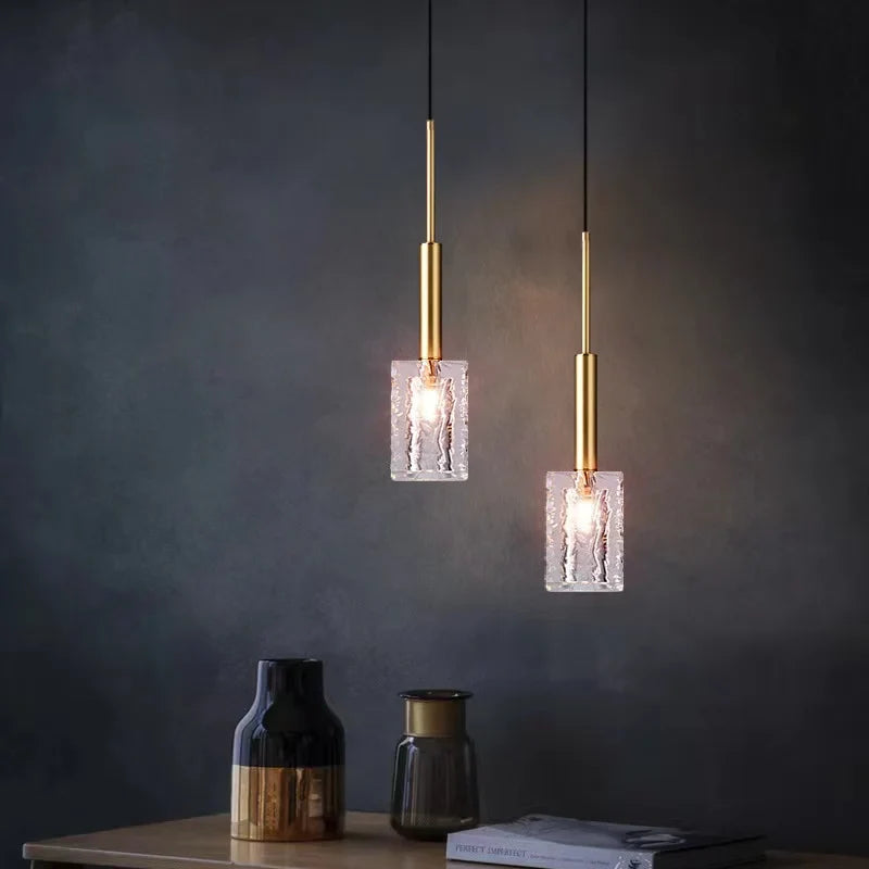 Modern Copper + Crystal Hanging Lamp Gold Creative Mini Pendant Lamp