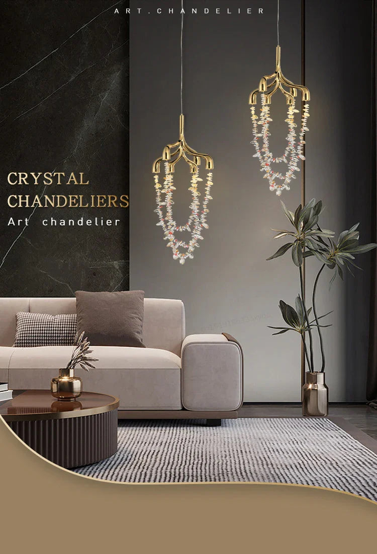 French Crystal Pendant Lamp Copper Lamp Dining Room