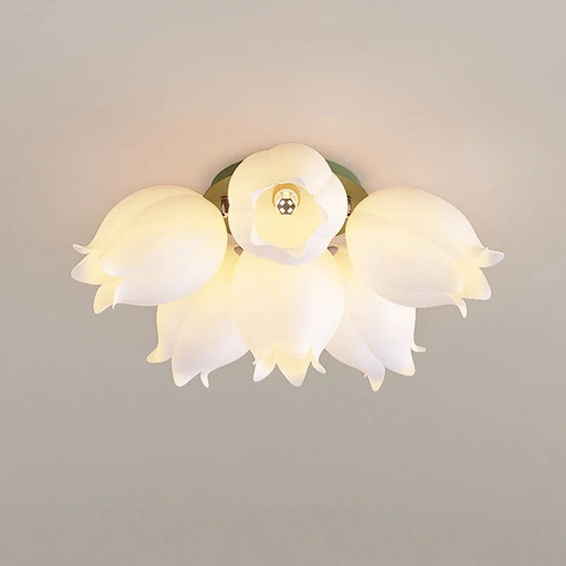 French Cream Wind Chime Orchid Retro Rural Ceiling Light