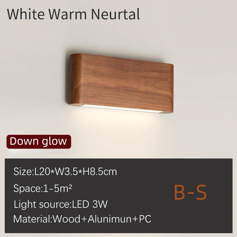 BTM Lenus - Modern Walnut Wood Wall Lamp