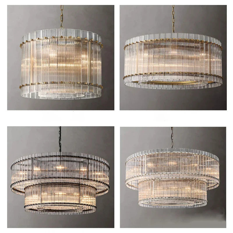 Akolia Rectangular Vintage American LED Dimmable Chandelier Lighting Lustre Suspension
