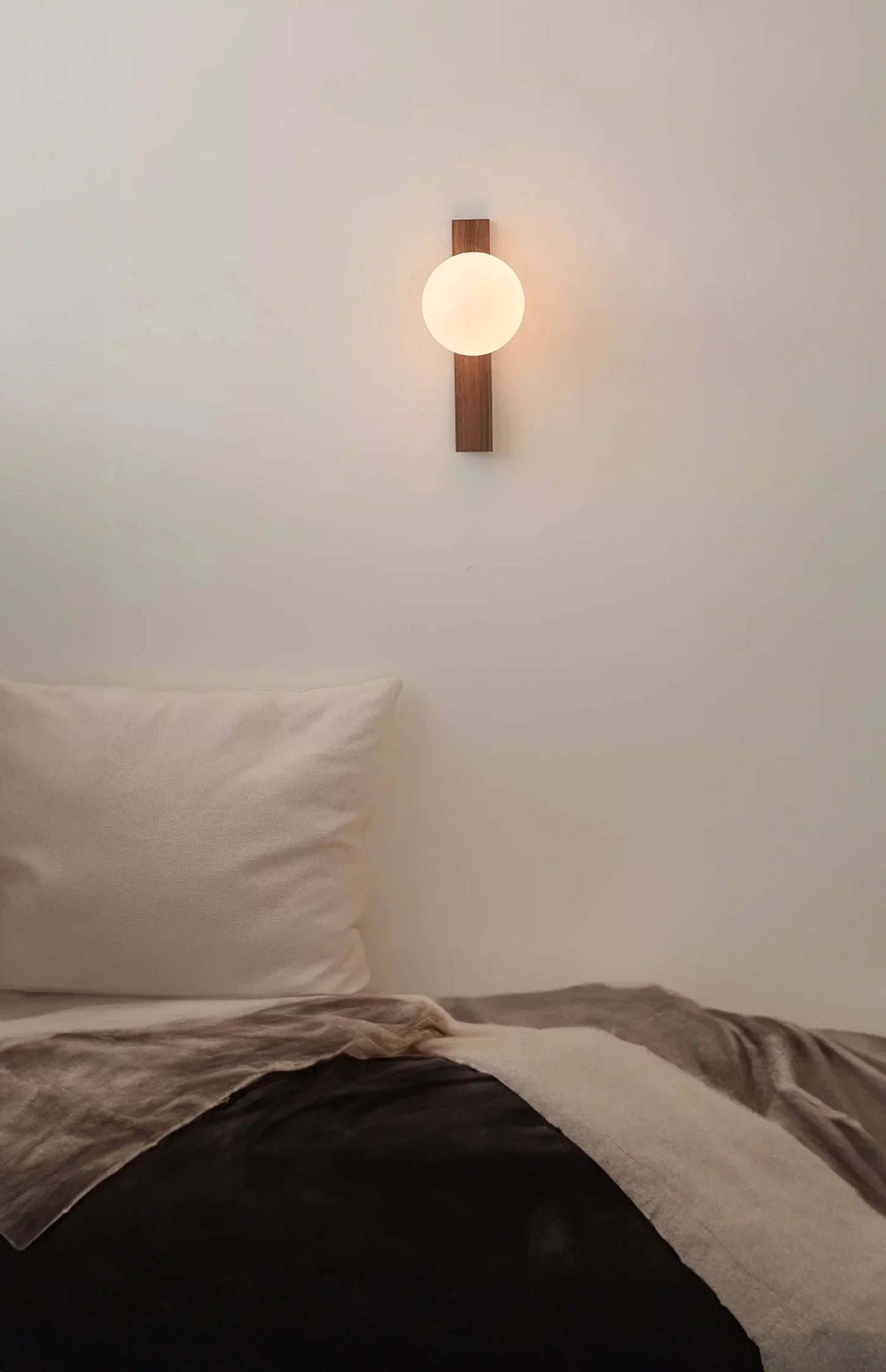 Vakkaku Walnut Wood Milk white Glass Sphere Wabi-sabi Modern style Wall Sconces