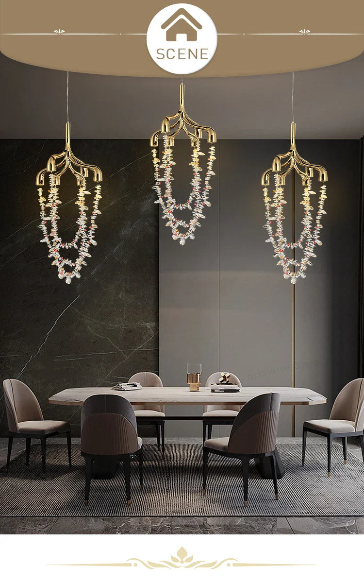 French Crystal Pendant Lamp Copper Lamp Dining Room