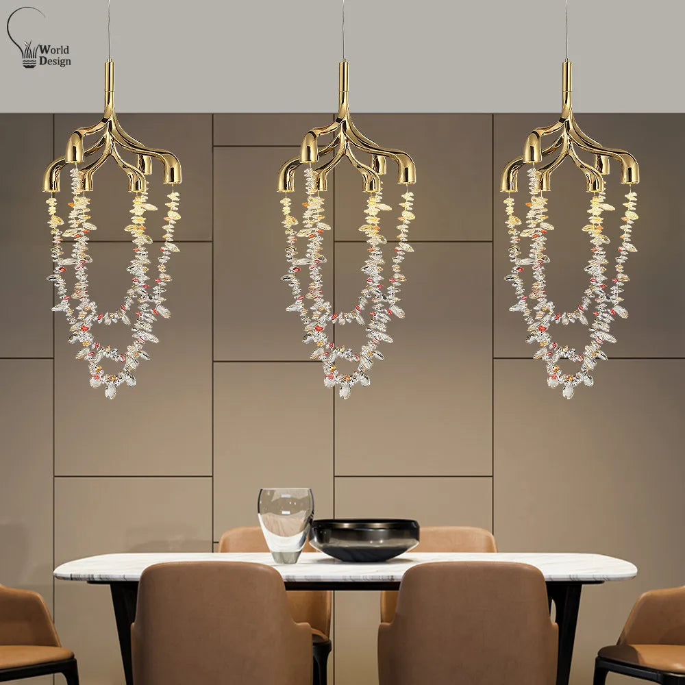French Crystal Pendant Lamp Copper Lamp Dining Room