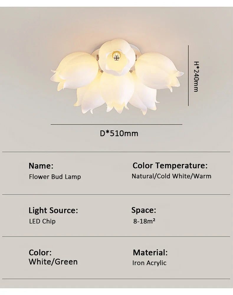 French Cream Wind Chime Orchid Retro Rural Ceiling Light