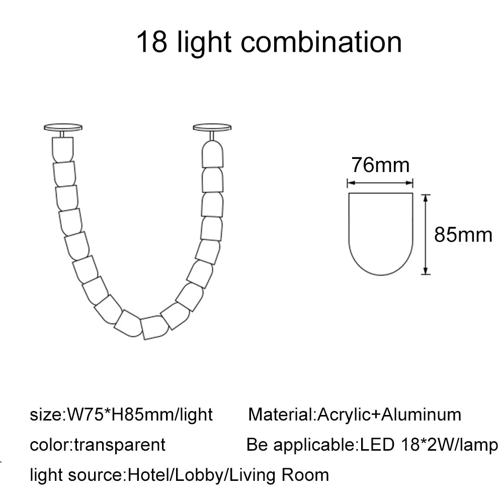 KONGA Necklace Luxury LED Pendant Lights Post-Modern Chandeliers Staircase Hotel Villa
