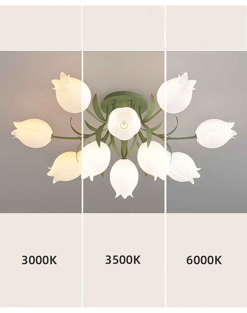 French Cream Style Vintage Countryside Wind Chime Orchid Blossom Ceiling Light