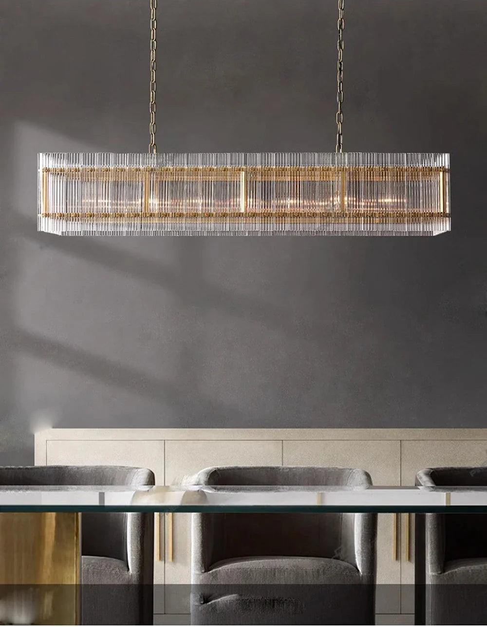 Akolia Rectangular Vintage American LED Dimmable Chandelier Lighting Lustre Suspension