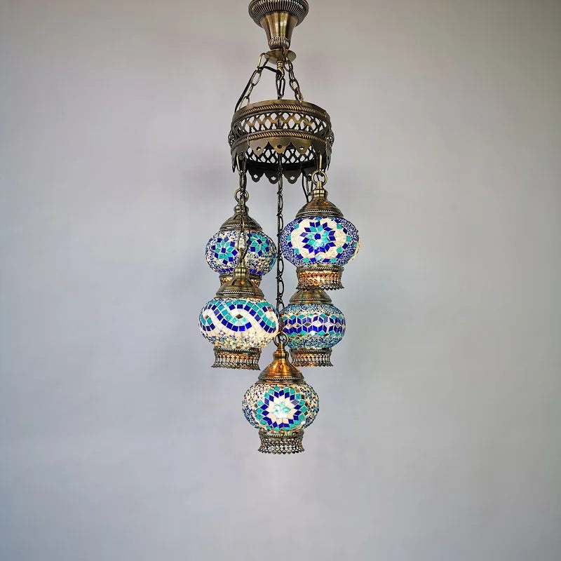 Turkish Colorful Marble Handmade Romantic Chandelier Vintage Glass