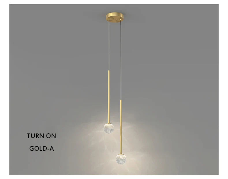 Nordic Ins Hanging Light Indoor LED Copper + Crystal Bedside Light