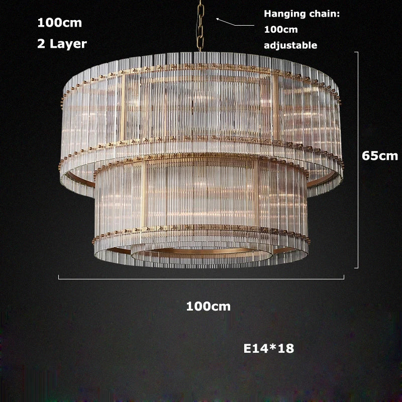 Akolia Rectangular Vintage American LED Dimmable Chandelier Lighting Lustre Suspension