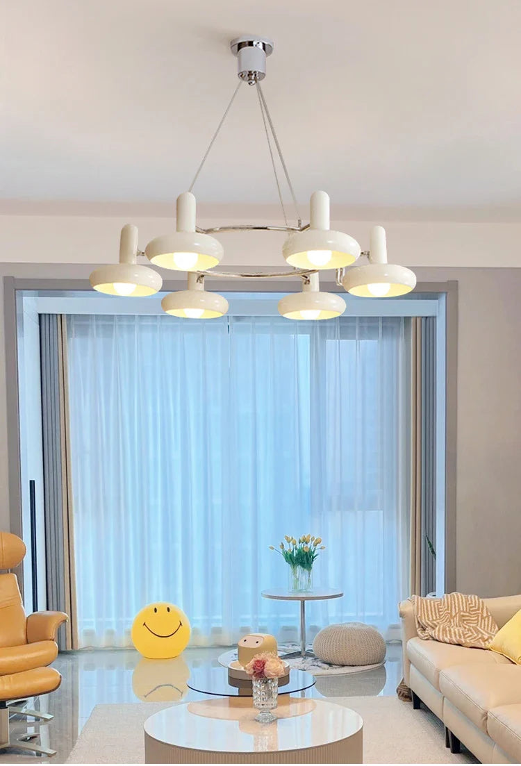 Bauhaus Design Bedroom Chandelier Light LED E27 White Metal Hanging Pendant Lamps