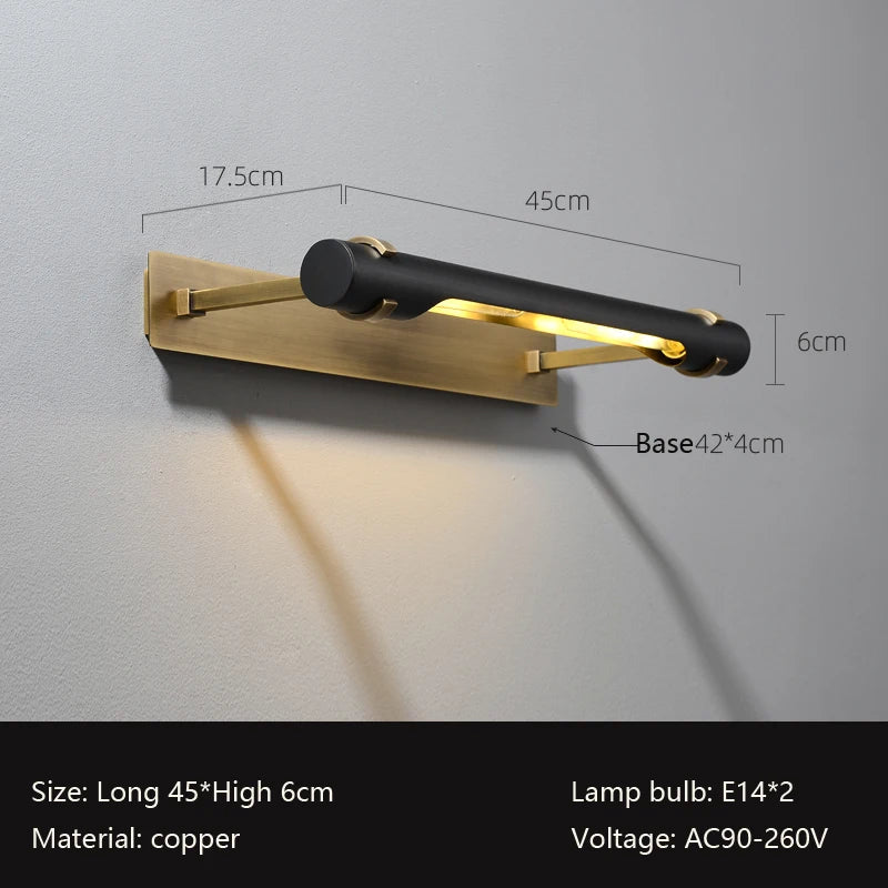 All Copper Mirror Headlights High-End Minimalist Retro Bathroom Lighting Fixtures