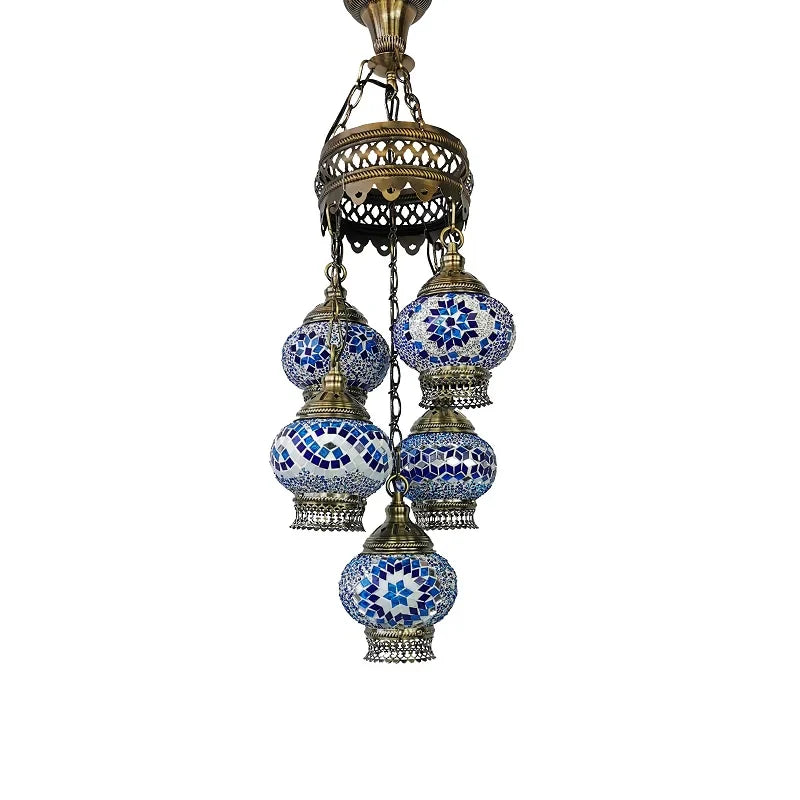 Turkish Colorful Marble Handmade Romantic Chandelier Vintage Glass
