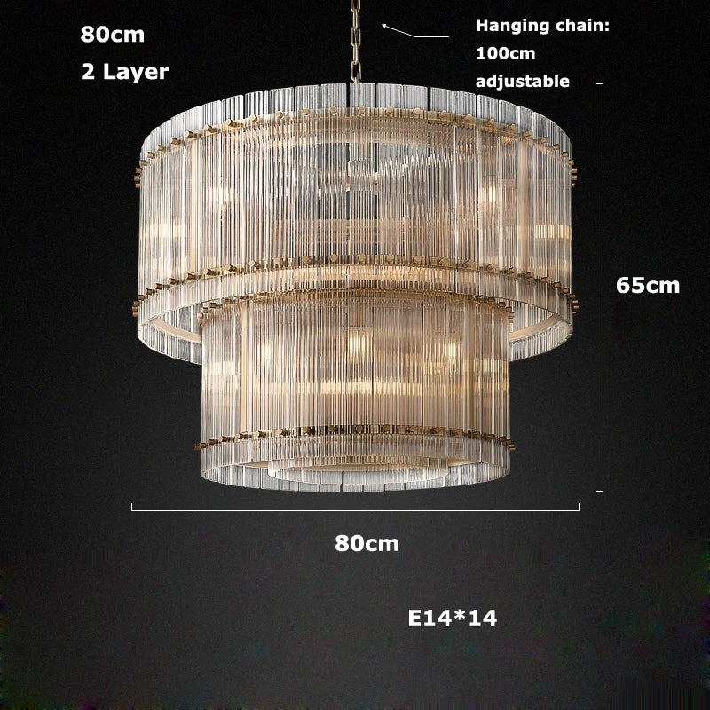 Akolia Rectangular Vintage American LED Dimmable Chandelier Lighting Lustre Suspension