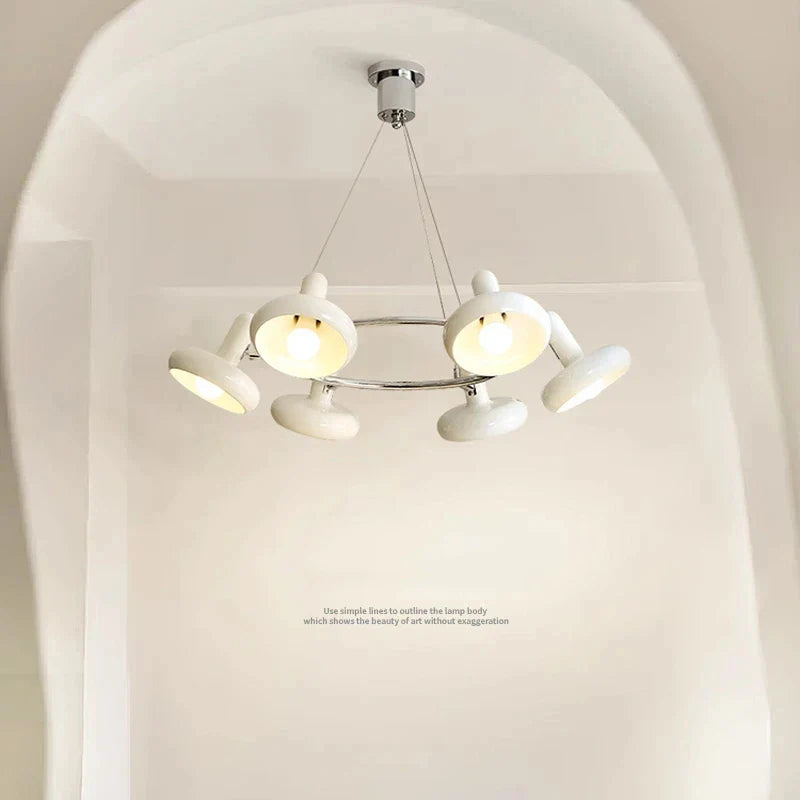 Bauhaus Design Bedroom Chandelier Light LED E27 White Metal Hanging Pendant Lamps