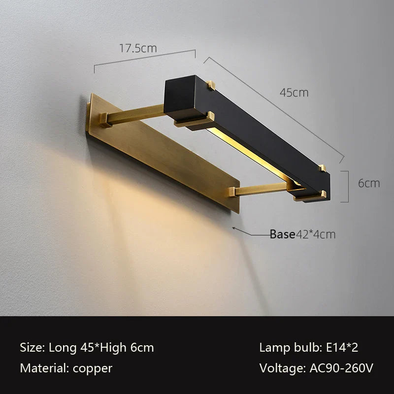All Copper Mirror Headlights High-End Minimalist Retro Bathroom Lighting Fixtures